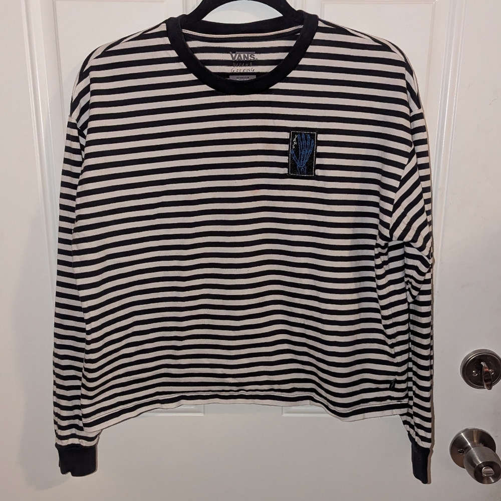 Vans black and white striped longsleeve crop